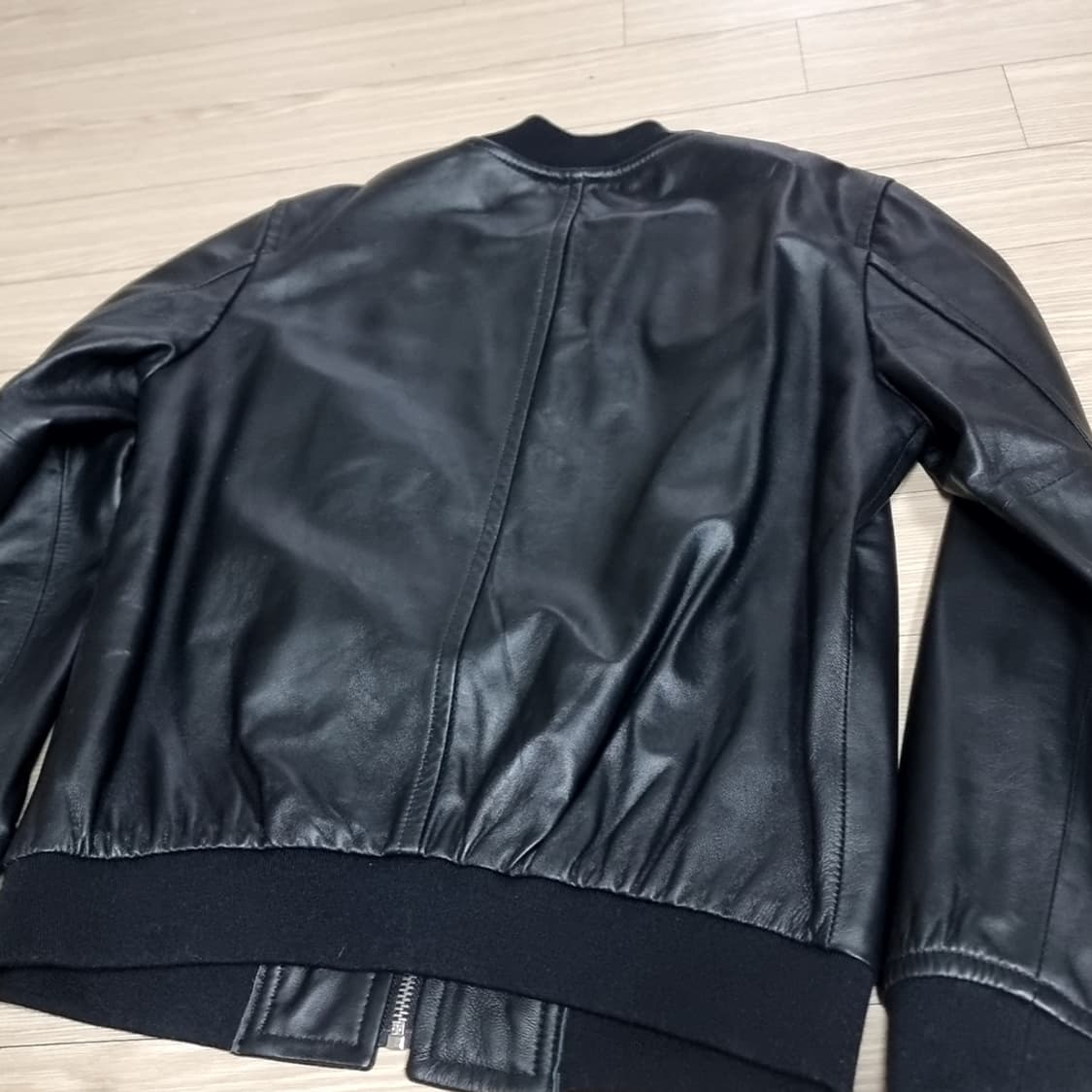 헤스티지 블랙 양가죽 레더 봄버 자켓(95) 상품이미지8