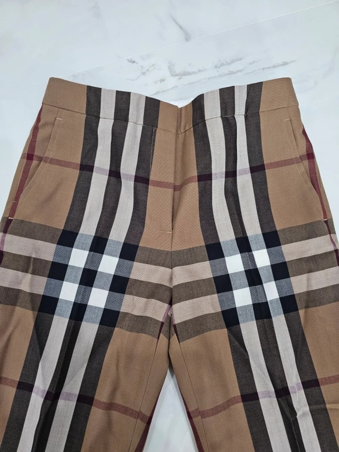 정품 Burberry 버버리 체크 울 팬츠 여성 34 상품이미지5
