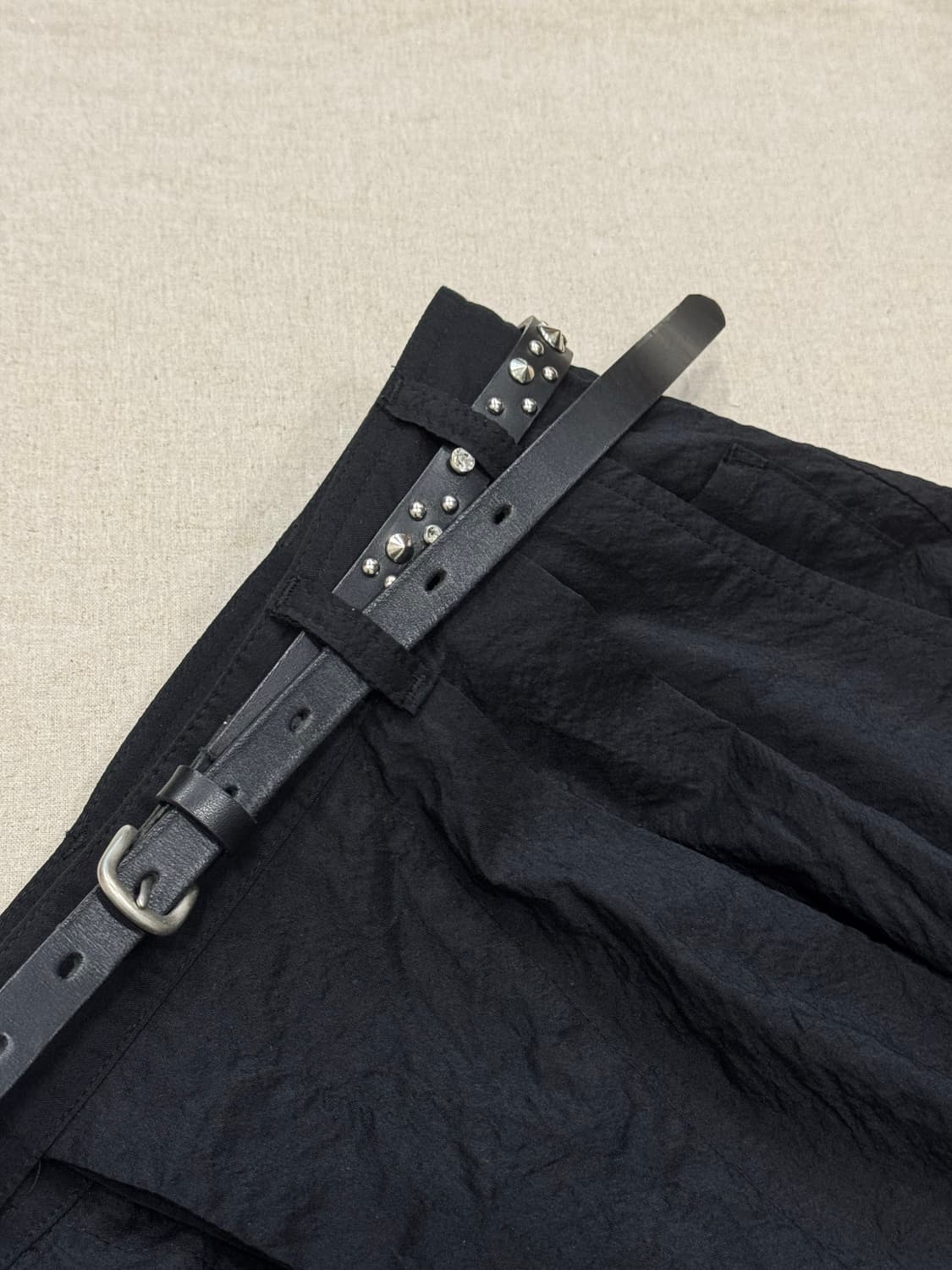 요지야마모토 주얼 스터드 레더 벨트 상품이미지1