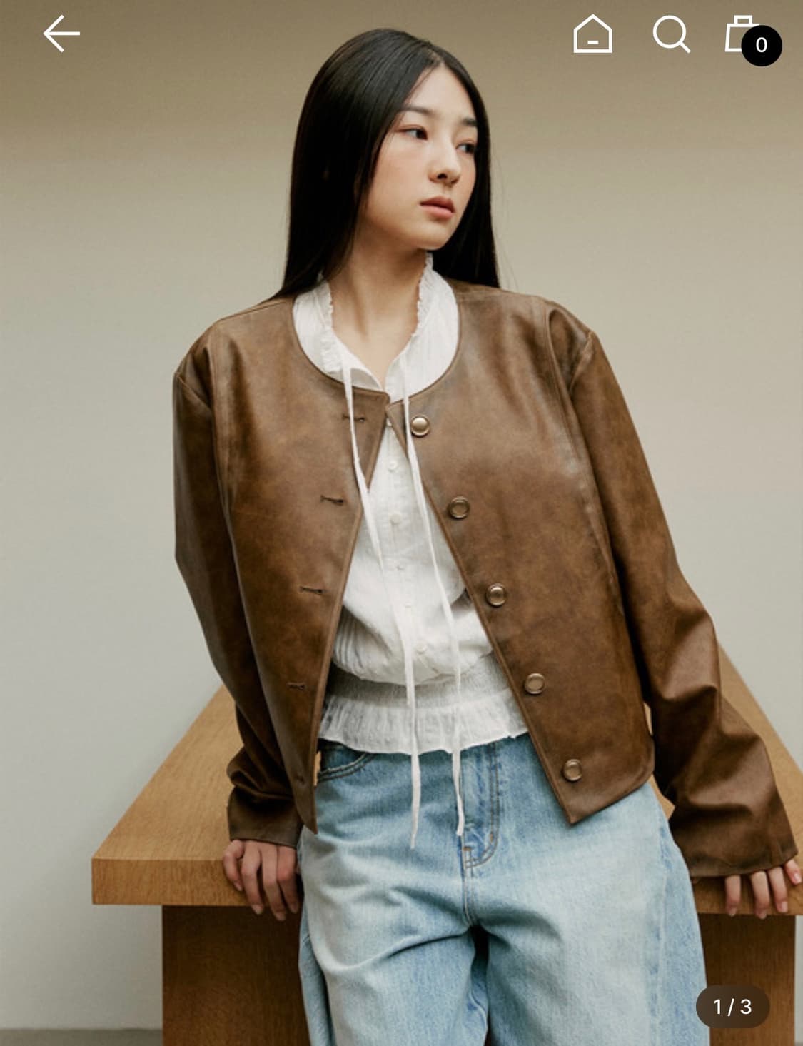 르아보네 워시드 레더자켓 블랙 상품이미지1