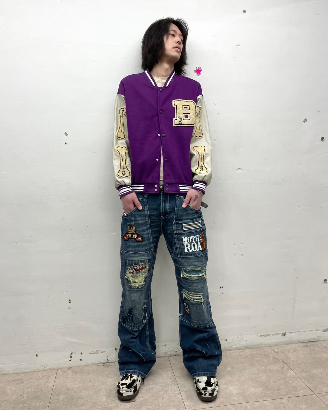 B bone purple stadium jacket 상품이미지6