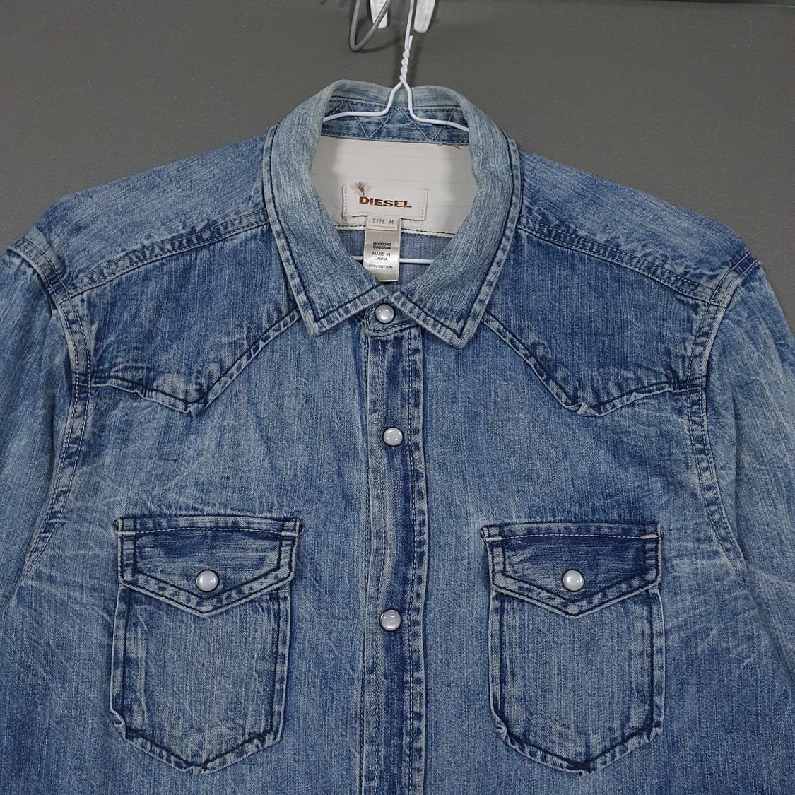 M (95) 디젤 디스트로이드 패치 투포켓 워싱 웨스턴 데님 셔츠 상품이미지2