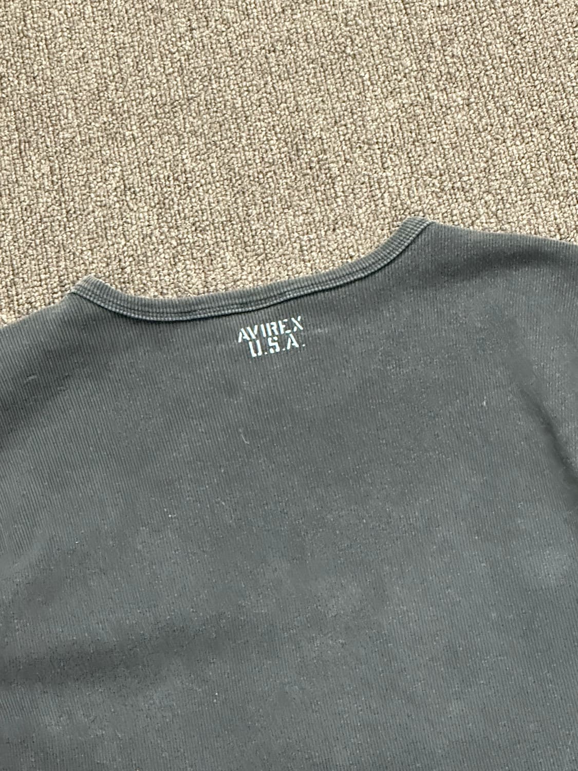 M)Avirex 빈티지 v넥 차콜 골지 롱슬리브 상품이미지6