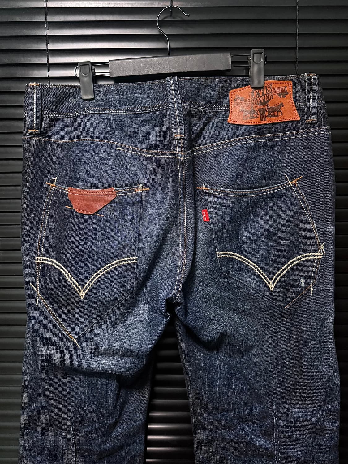 리바이스 쿠퍼 가죽 부츠컷 나팔 바지 플레어진 워싱 데님 스티치 34 상품이미지1