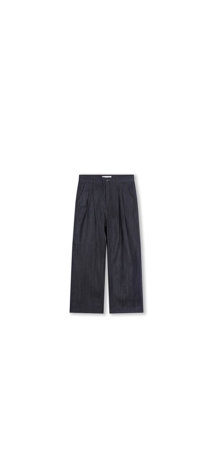 비슬로우 와이드 핏 투 턱 셀비지 데님 팬츠 상품이미지1