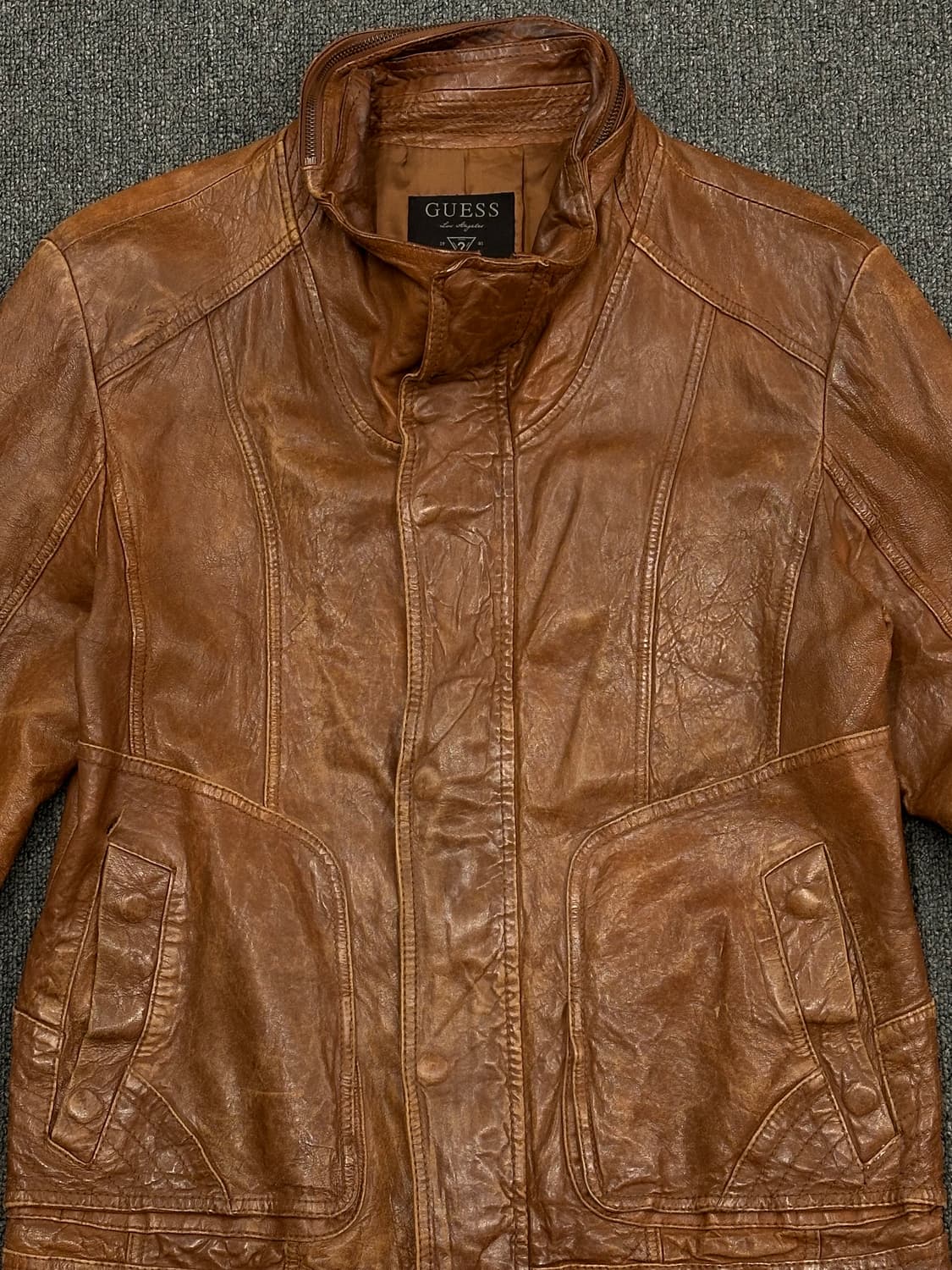 XL)게스 빈티지 브라운 가죽자켓 상품이미지4