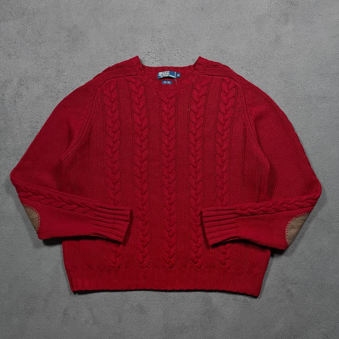 폴로 엘보우 레더패치 꽈배기 니트  상품이미지1