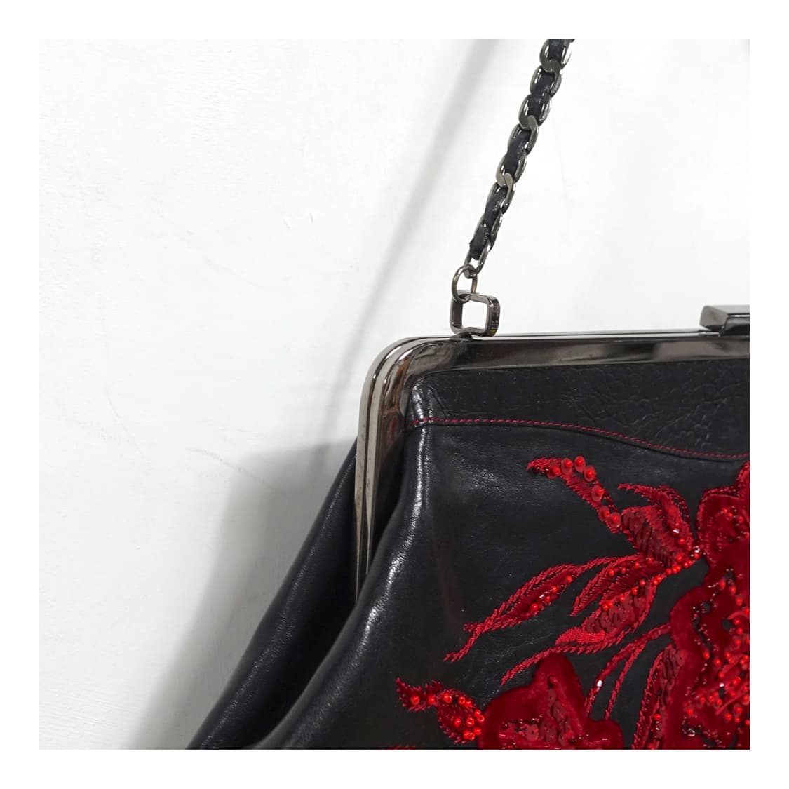 LEATHER 레더 아플리케 설윤형 디자이너 아티잔 체인 숄더 레더백 상품이미지5