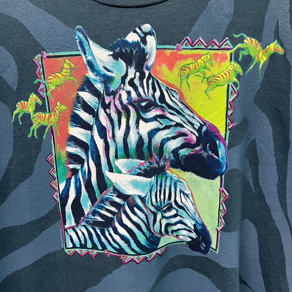 [XL] USA 헤인즈 90s 지브라 애니멀 빈티지 반팔 티셔츠 상품이미지2