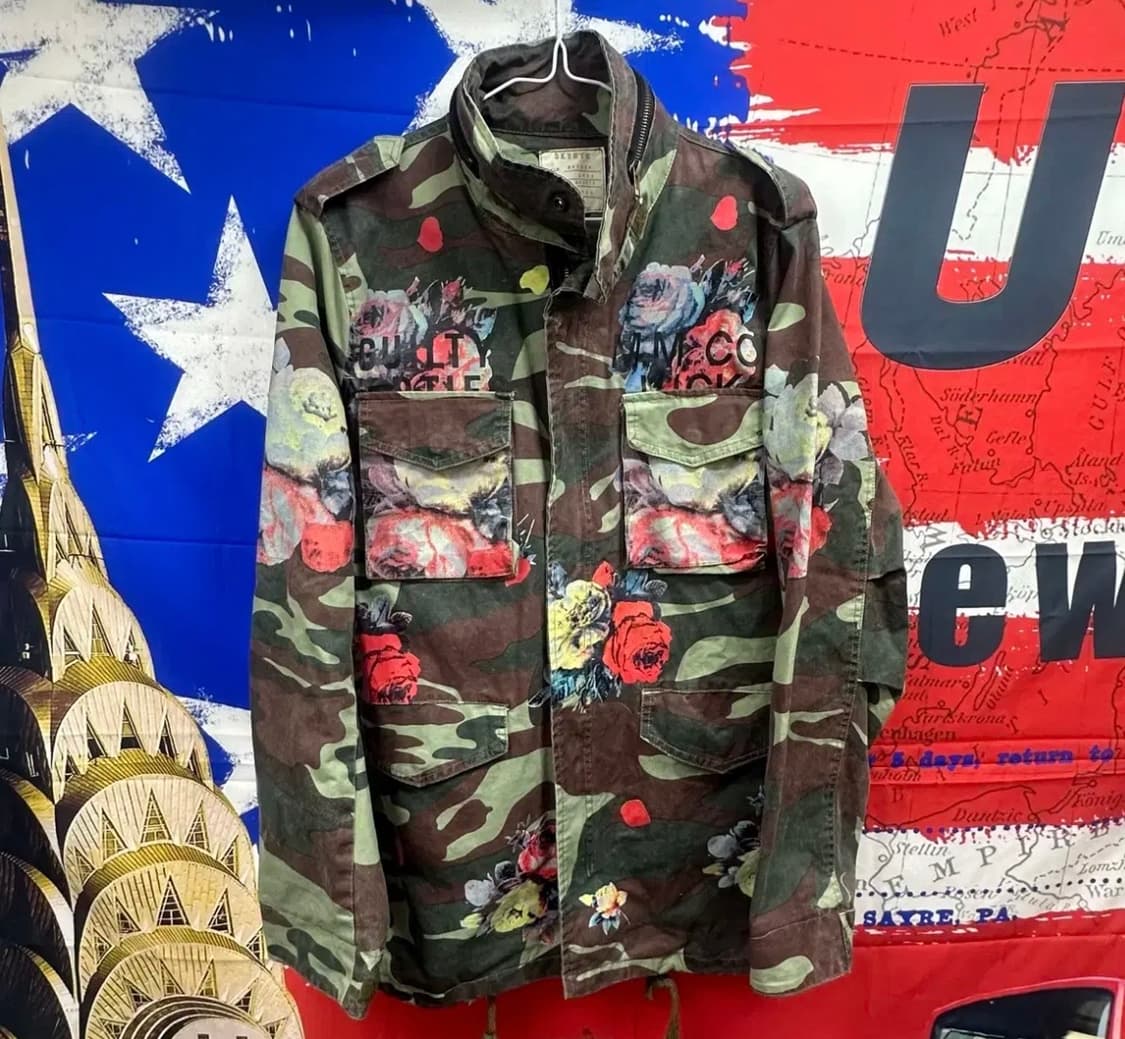 빈티지 레어템 밀리터리카모 플라워 야상자켓L100 상품이미지1