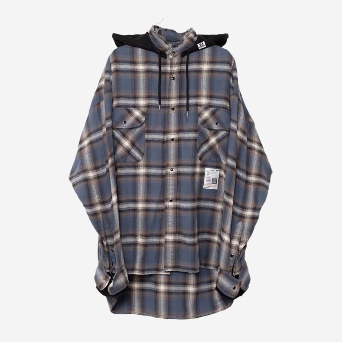 메종 미하라 야스히로 후드 체크 셔츠 블루 구해요 상품이미지2