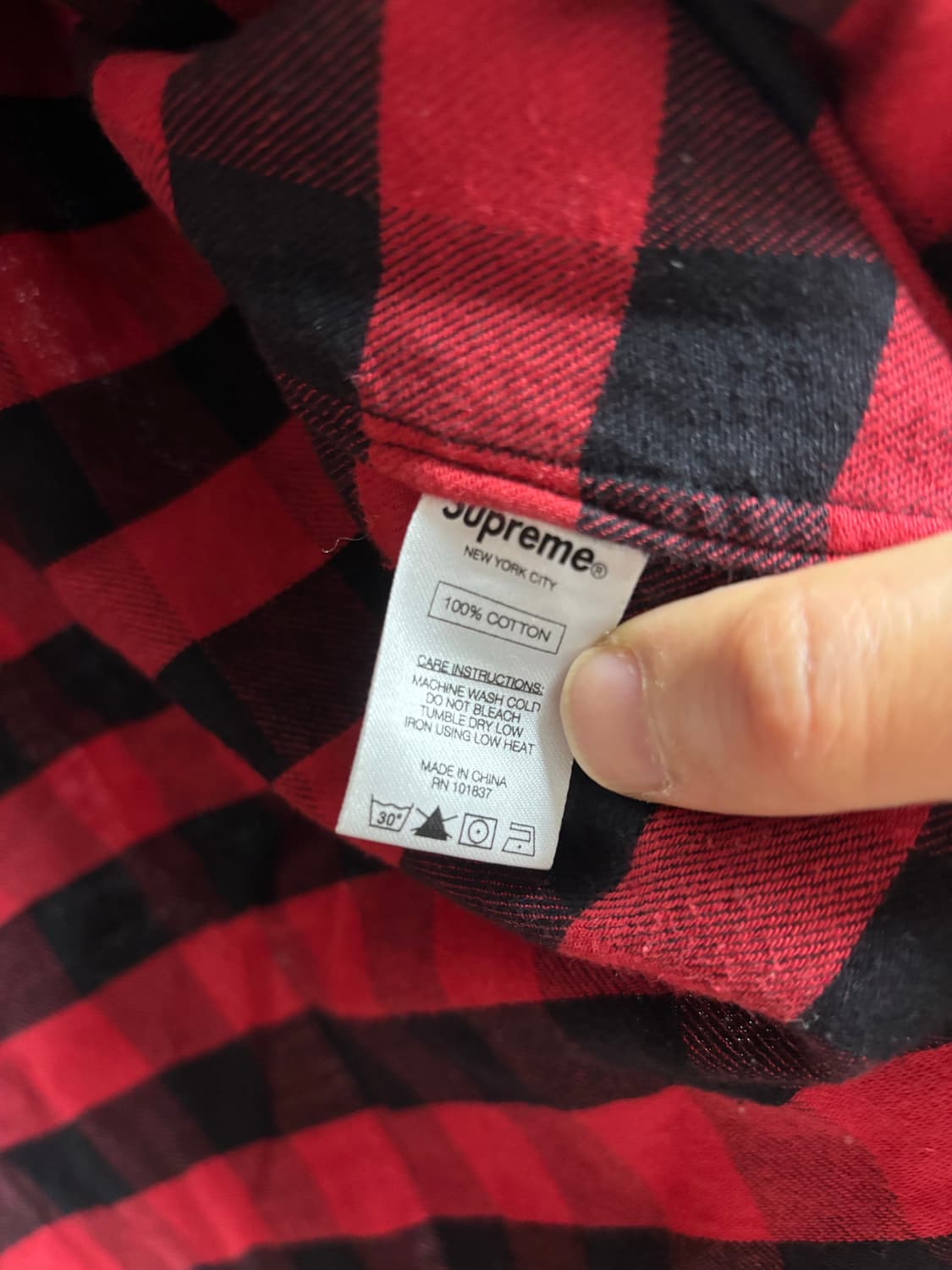 [M] 슈프림 스몰 버팔로 플란넬셔츠 레드 상품이미지5