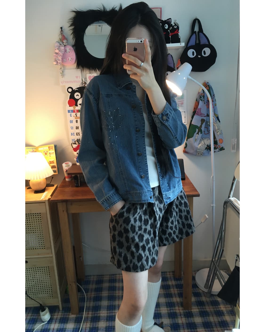 vintage cubic flower denim jacket blue 상품이미지3
