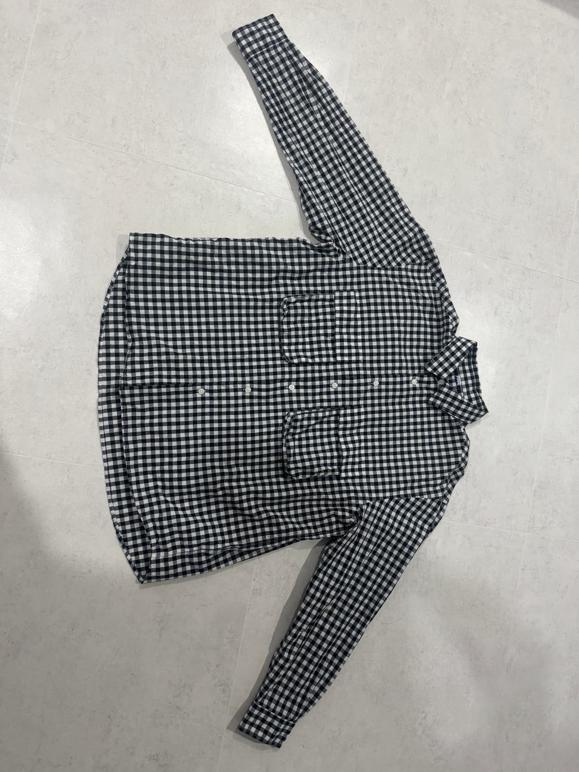 소프터 깅엄 체크 셔츠 블랙 M 상품이미지3