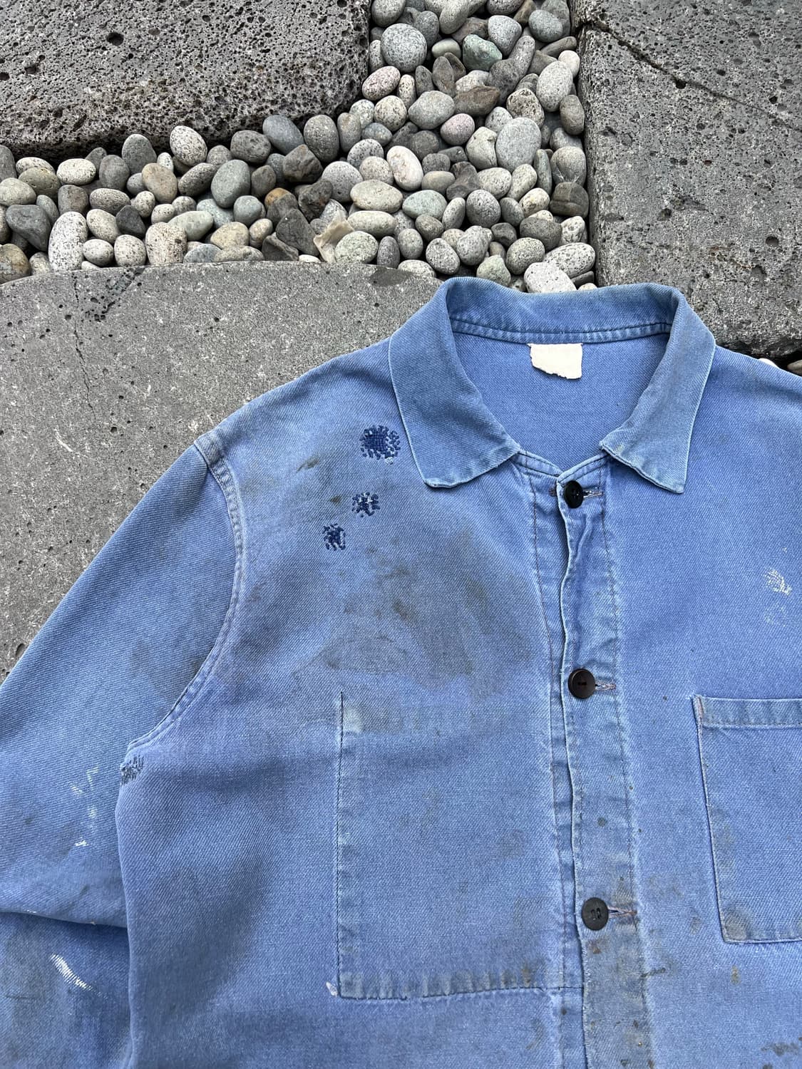 WASHING BLUE FADED DIRTY OLD 빈티지프렌치워크자켓 상품이미지6