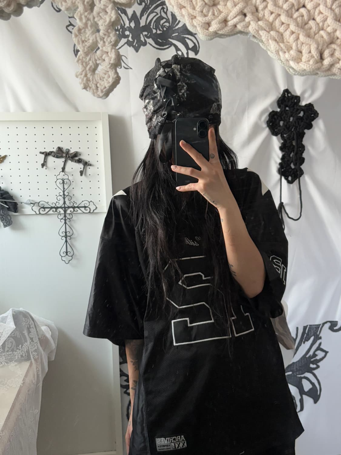 black rose lace eyelet beanie 상품이미지3
