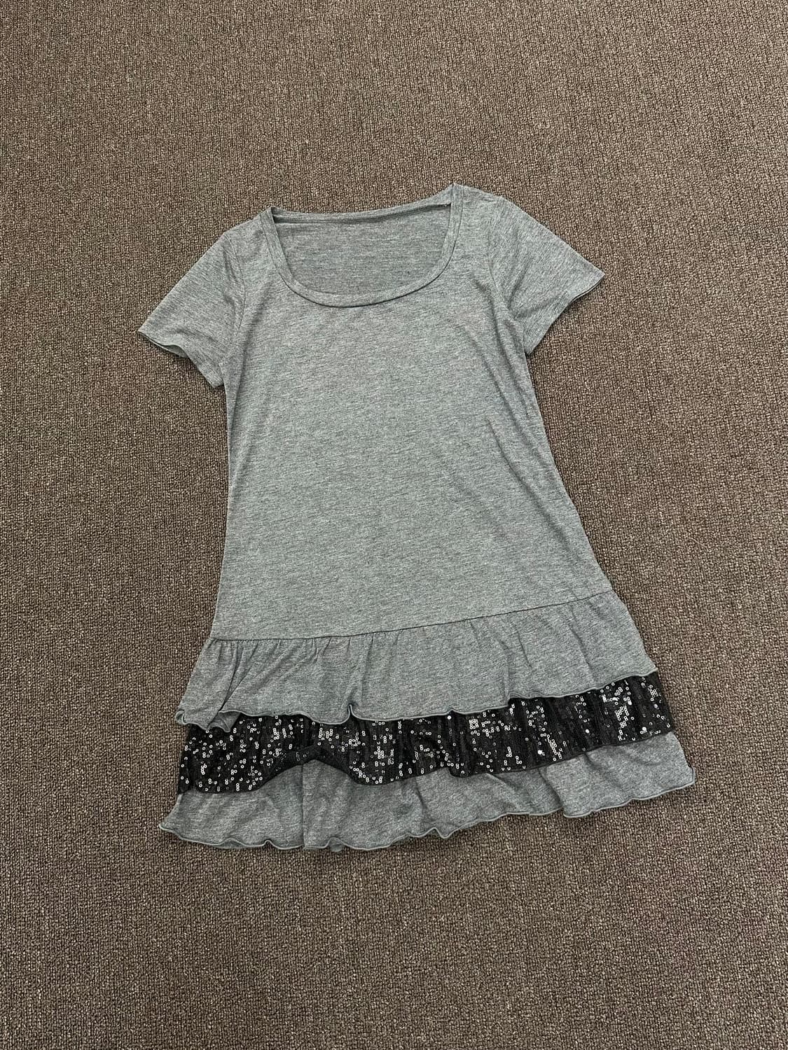 M)Japanese vintage 차콜 레이스 미니 원피스 상품이미지1