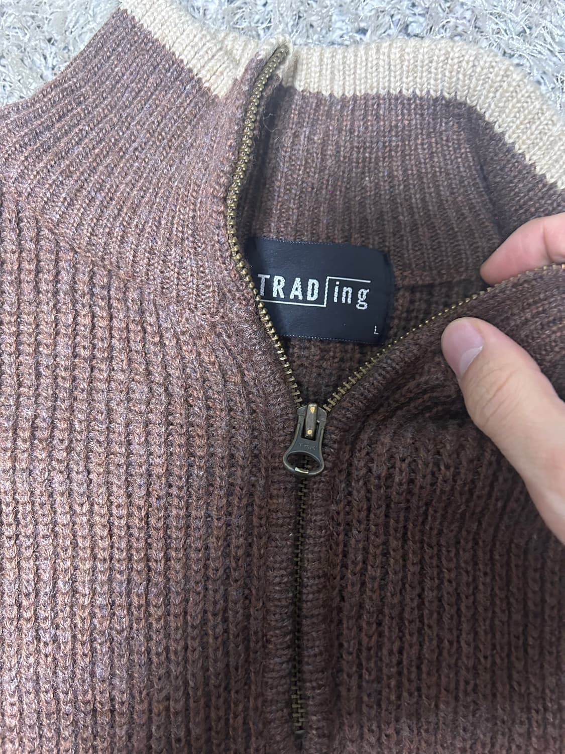 일본판 트래딩 반집업 울 니트 사이즈 105~110 상품이미지3