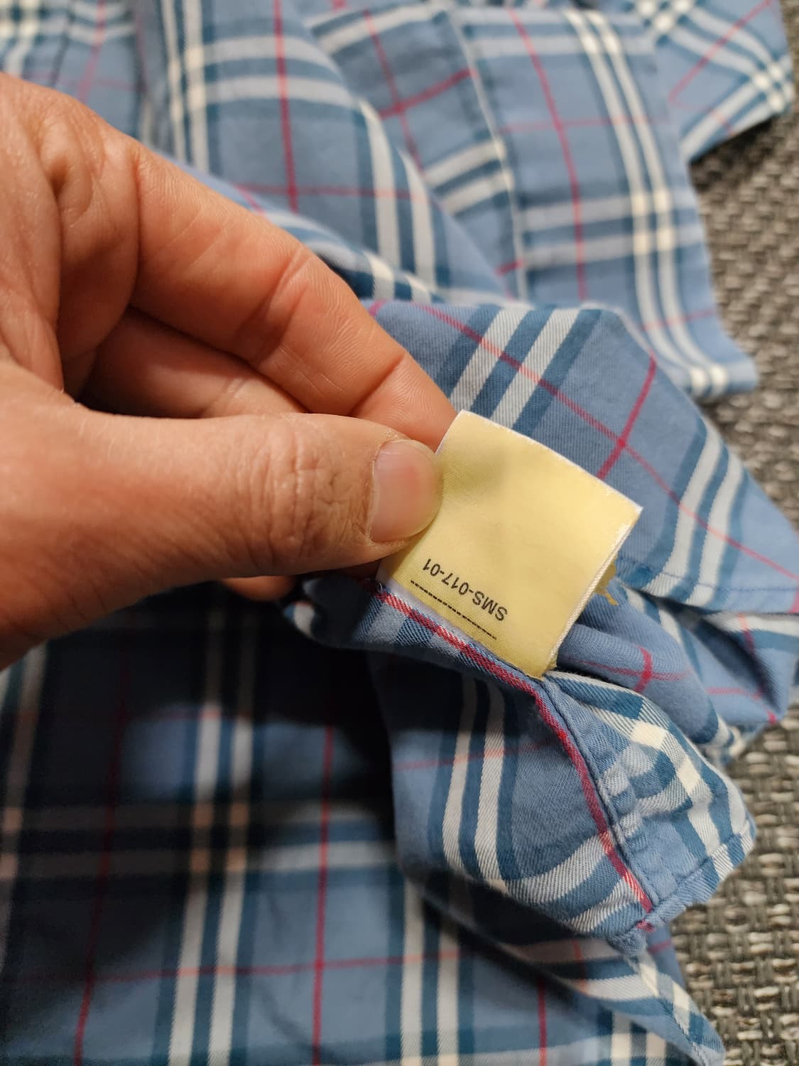 버버리 블루 노바체크 로고 남방 셔츠  XL사이즈 상품이미지8