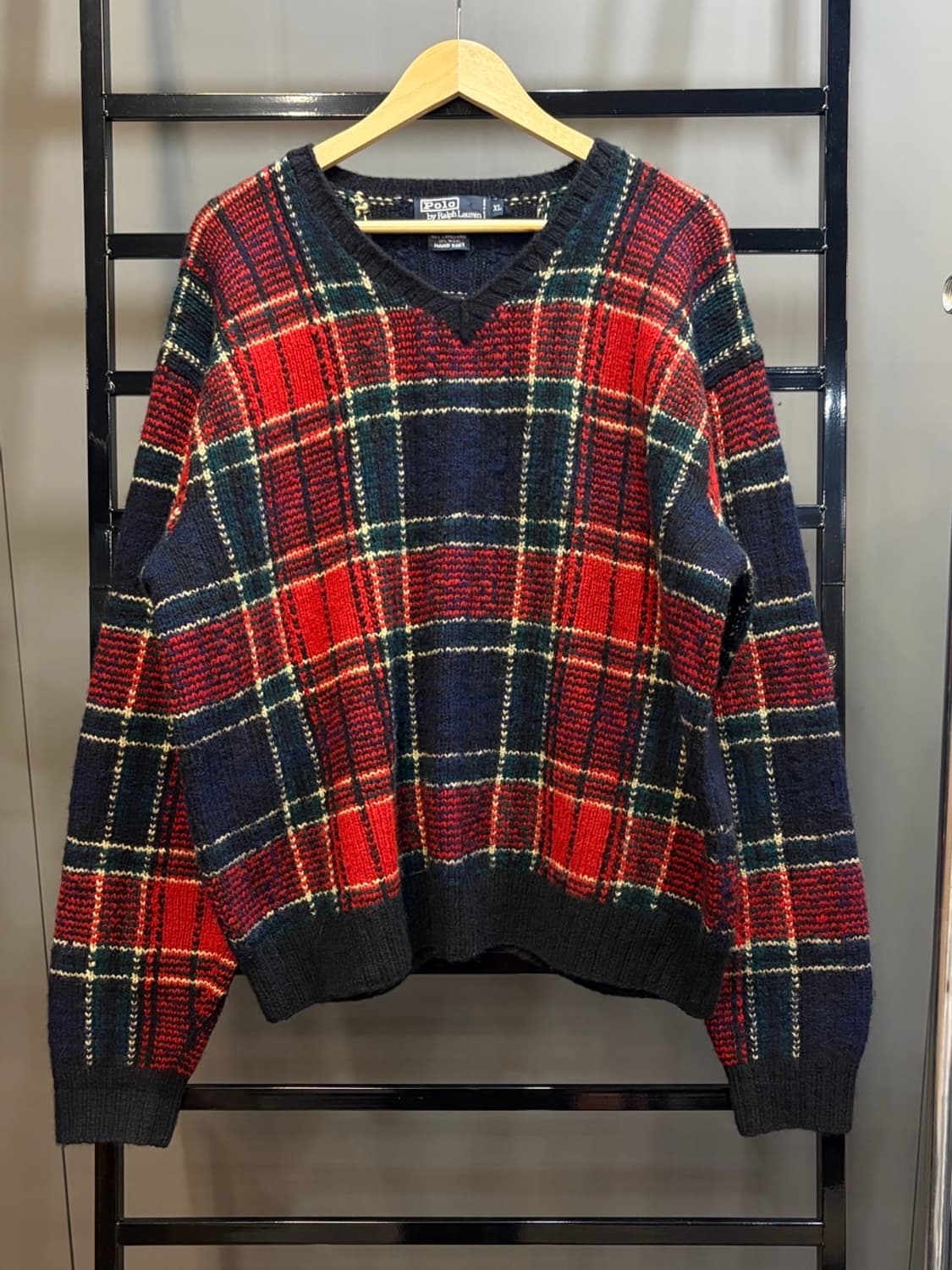 (XL) 폴로 핸드니트 메리노울 체크 니트 8.9 상품이미지1