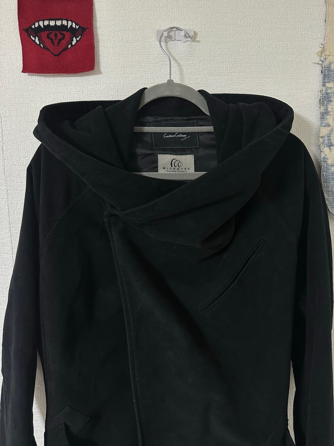 custom culture couture 몰스킨 후디드 드레이프 롱코트 상품이미지3