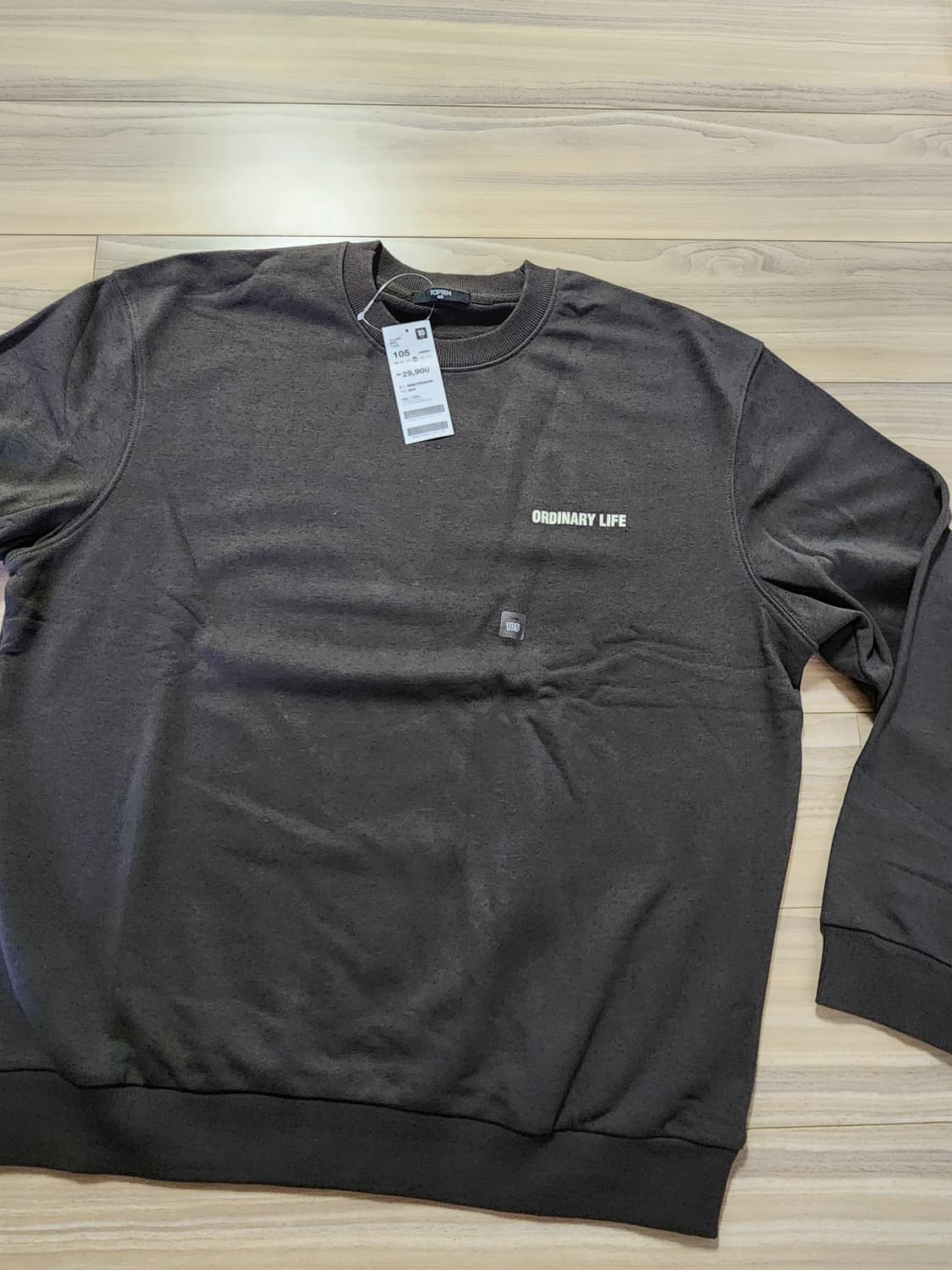 탑텐맨투맨티셔츠105사이즈다크카키 상품이미지1