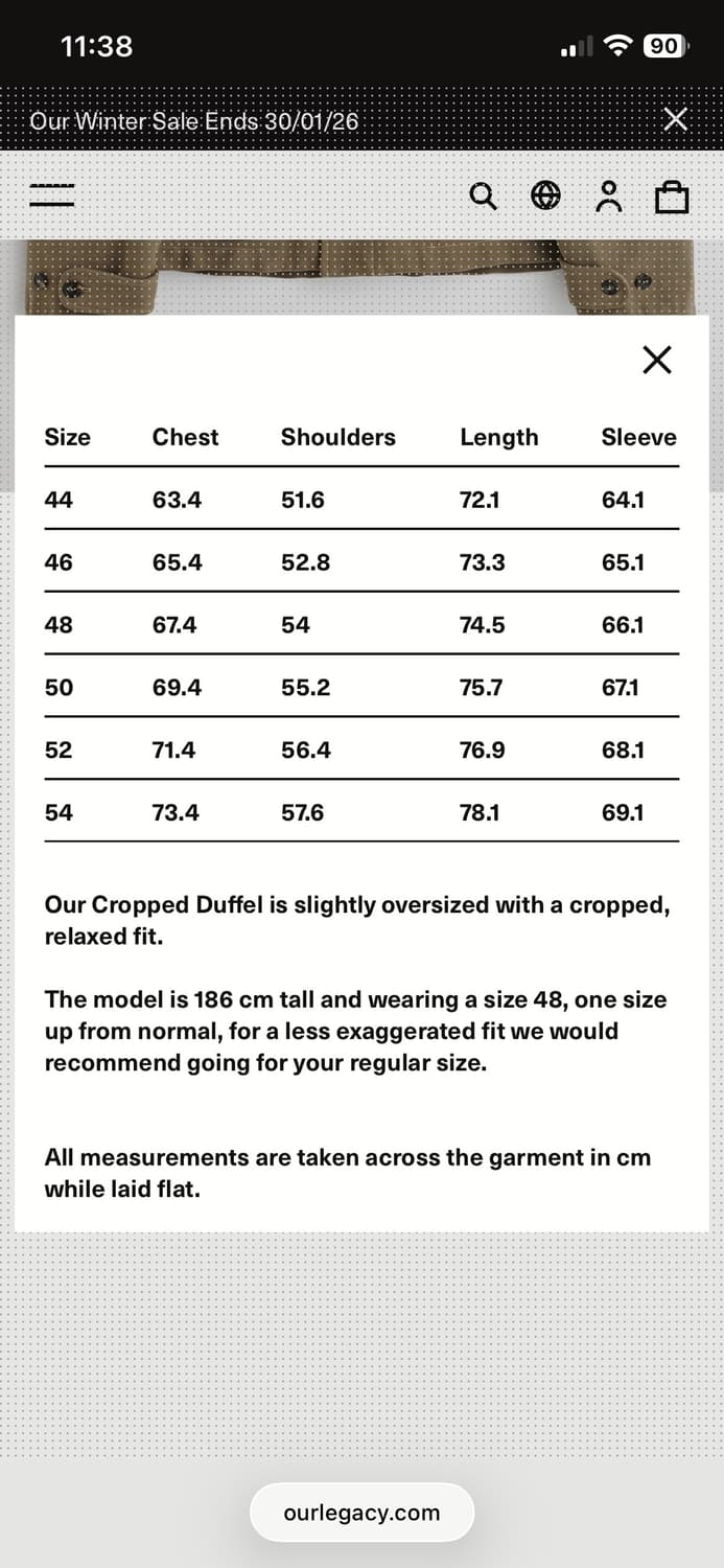 (새상품/48) 아워레가시 남성 배스 울 크롭 더플 코트 상품이미지2