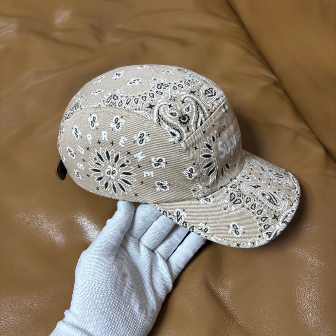 슈프림 캠프캡 모자 박스로고 21ss 반다나 탄 상품이미지4