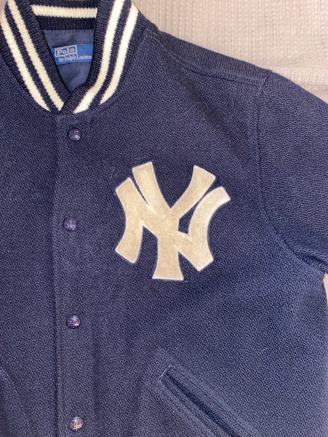 (초판)21FW 폴로 랄프로렌 X 뉴욕 양키스 울 바시티자켓 L 사이즈 상품이미지6