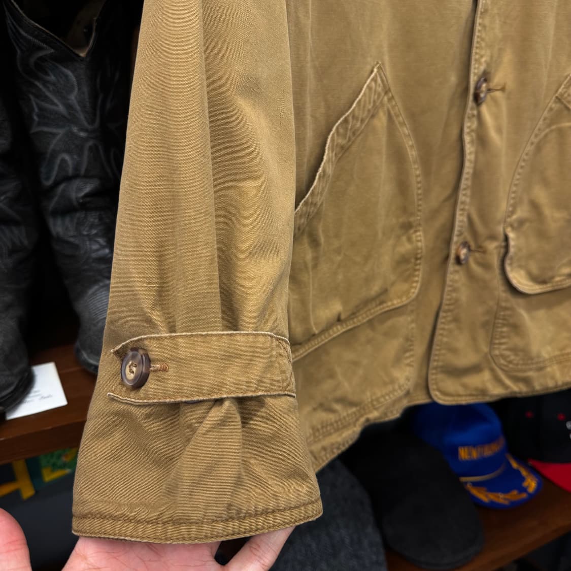 90s USA 코듀로이 카라 체크 라이닝 워크 헌팅 초어 자켓 상품이미지5