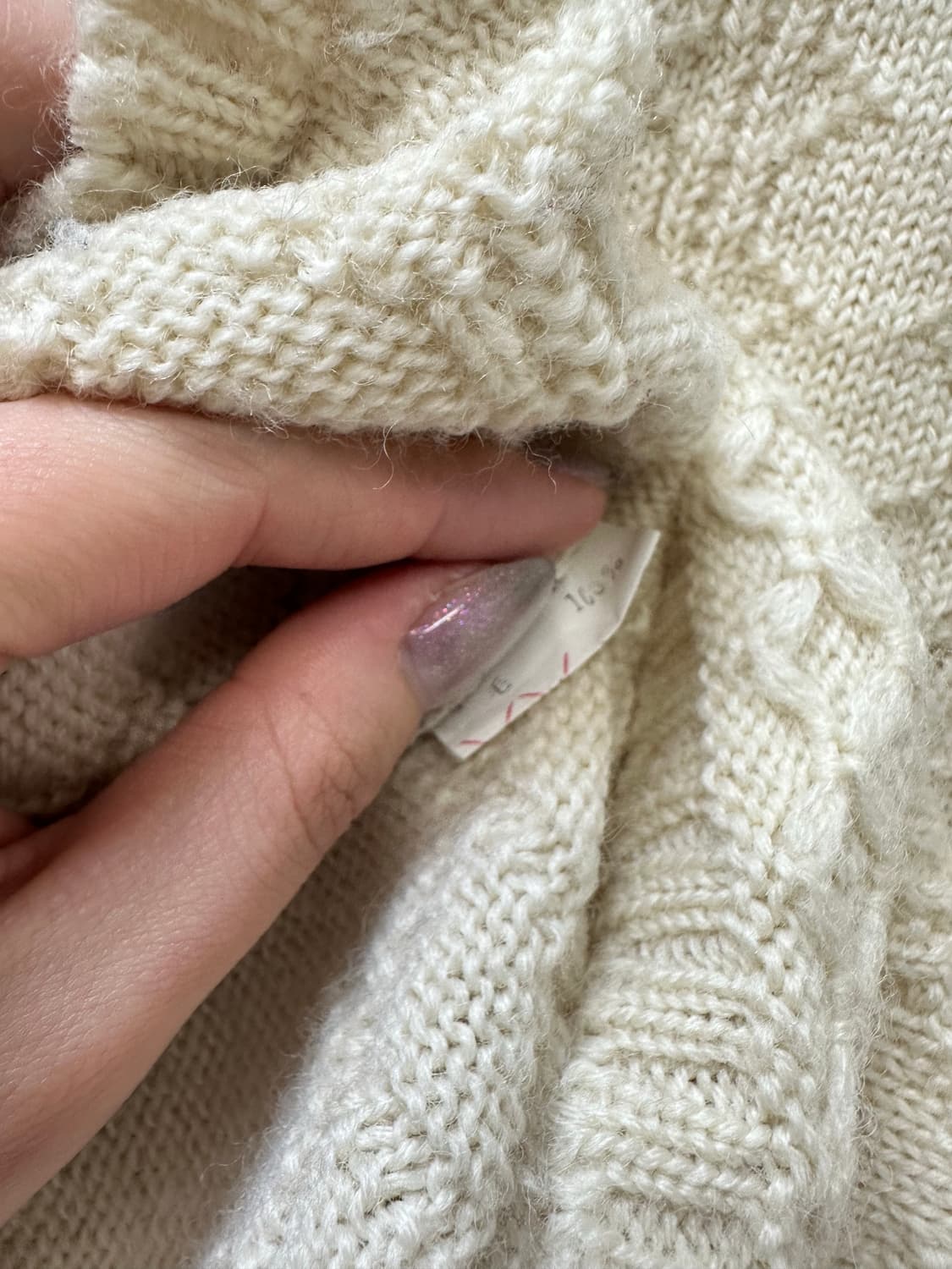 일본빈티지 아이보리 아란 텍스처 울100% 스웨터 니트 상품이미지6