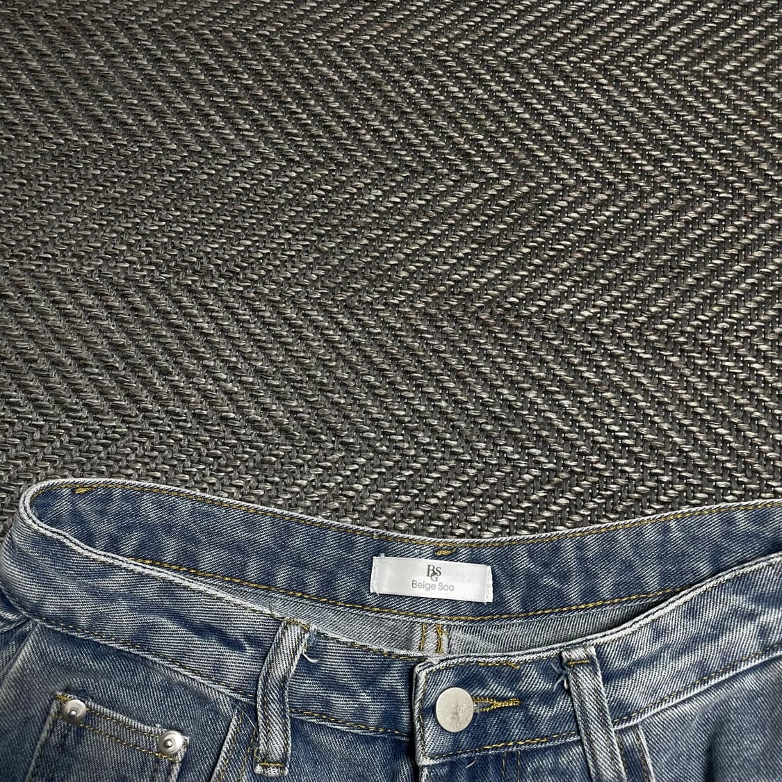 Beige soo 빈티지 워싱 데님 버뮤다 팬츠y 5242 상품이미지3