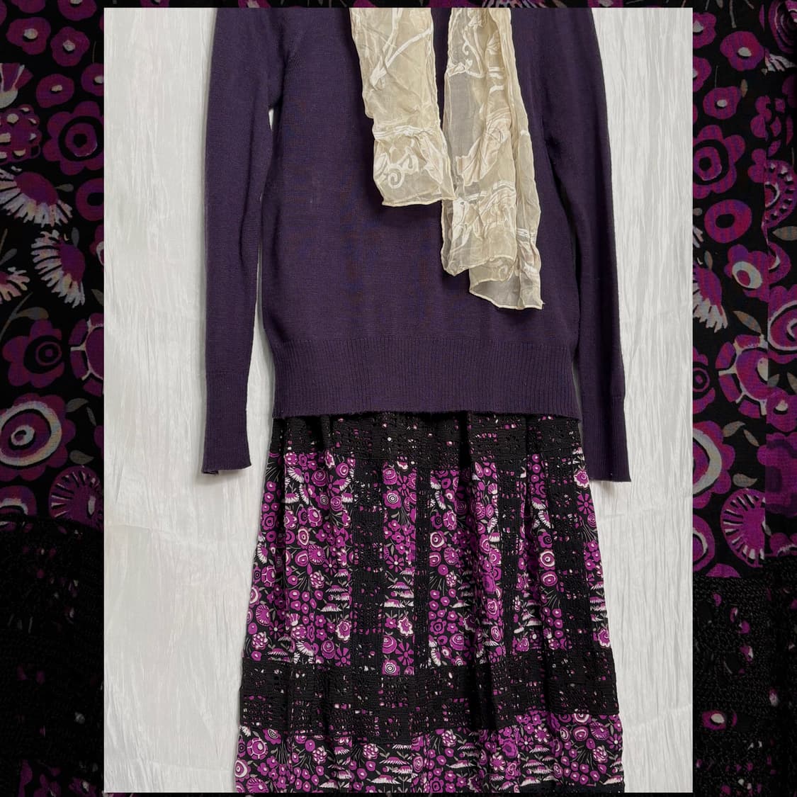 (Anna Sui) Purple Bohemian Lace Skirt 상품이미지6