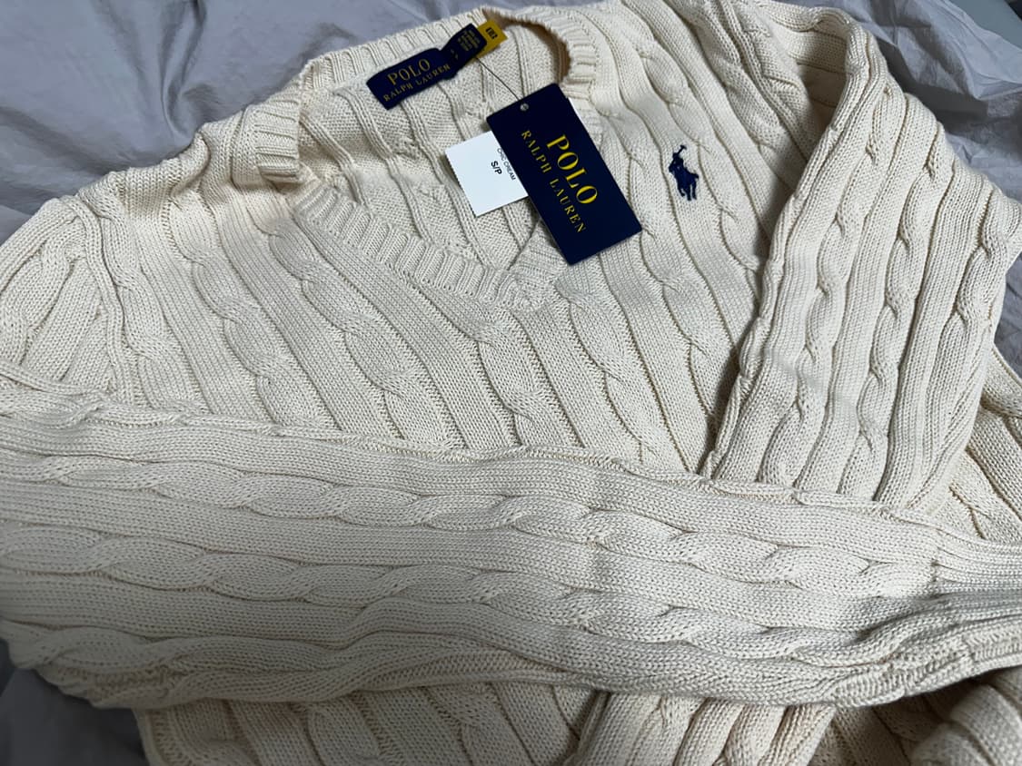 🤍폴로 랄프로렌 브이넥 니트 아이보리 새상품💛 배송비 포함 상품이미지2