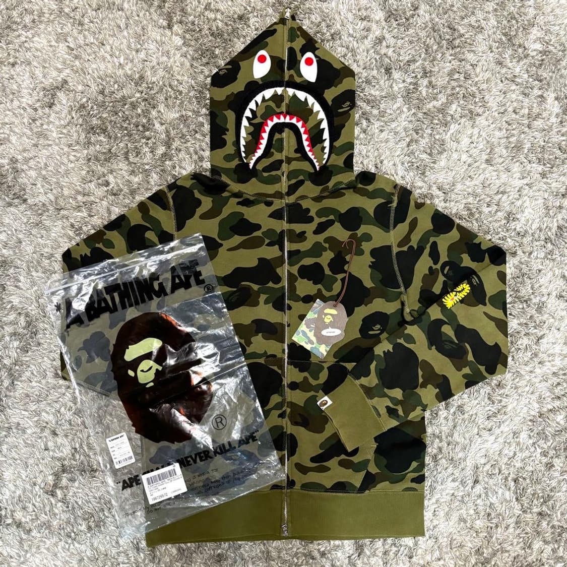 베이프 녹계 후드집업 L 상품이미지1