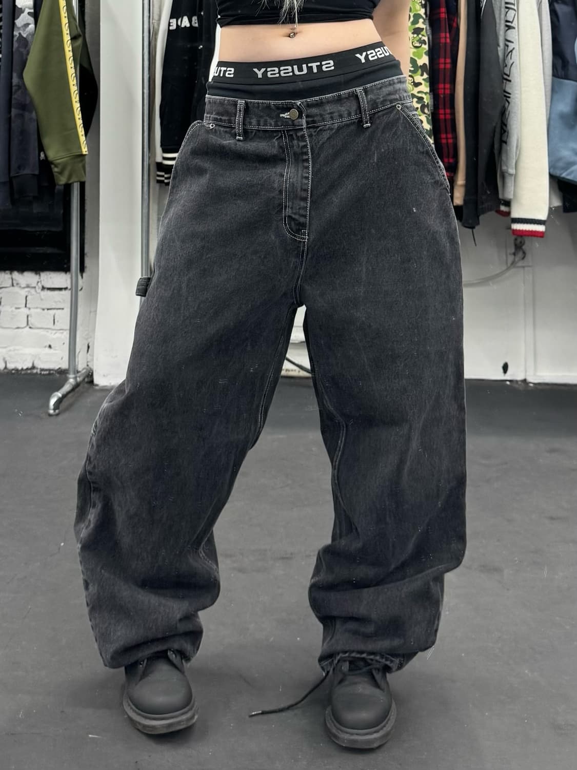 위캔더스 워시드 데님 카펜터팬츠 상품이미지1