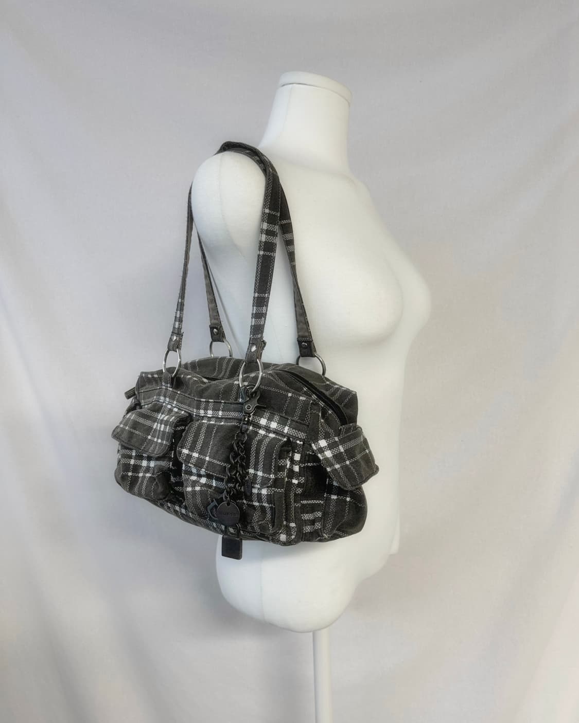 멀티 포켓 y2k 체크 패턴 숄더백 상품이미지1