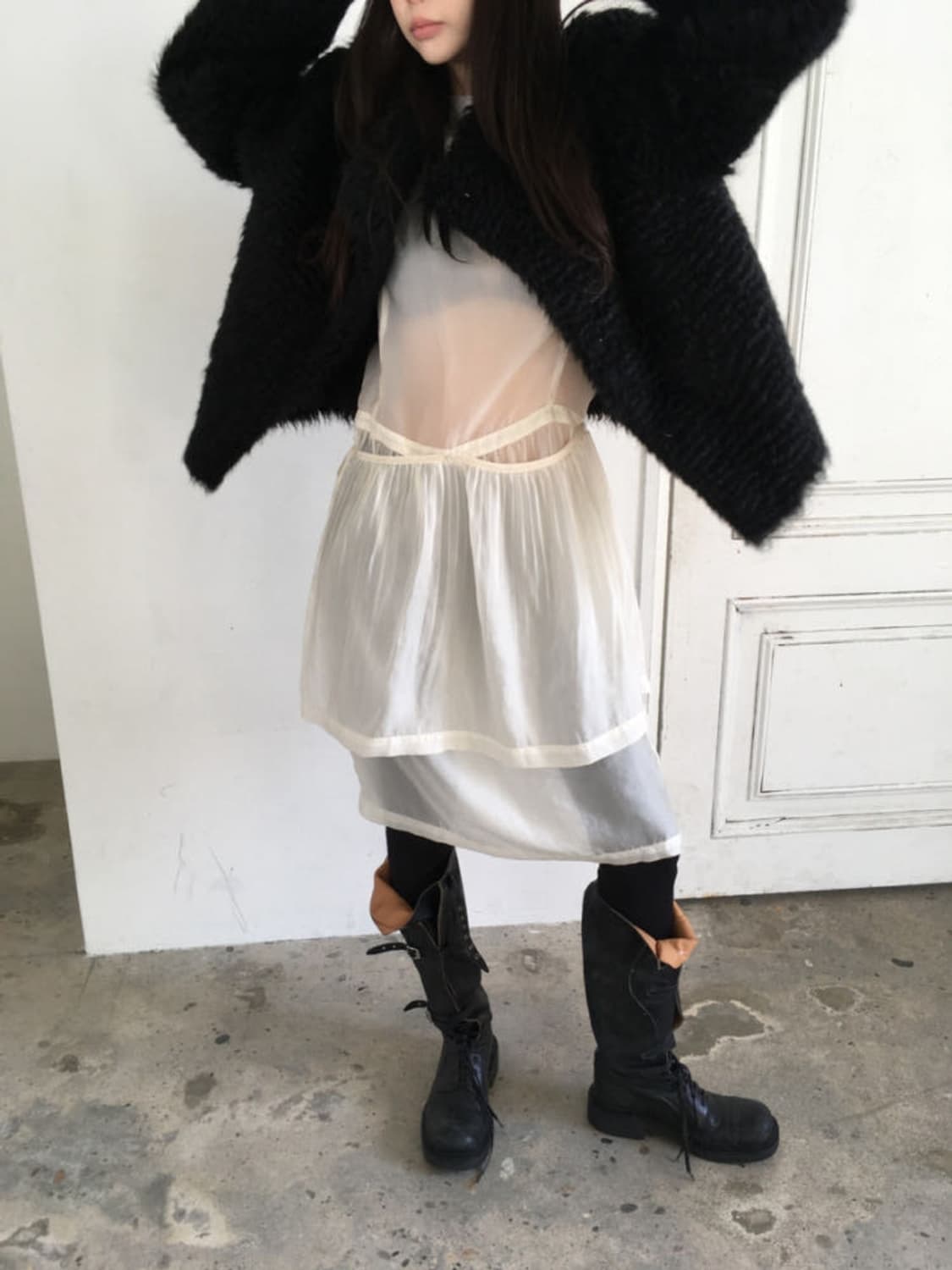 연말원피스 시스루 아이보리 플라츠 원피스 아이보리 상품이미지1