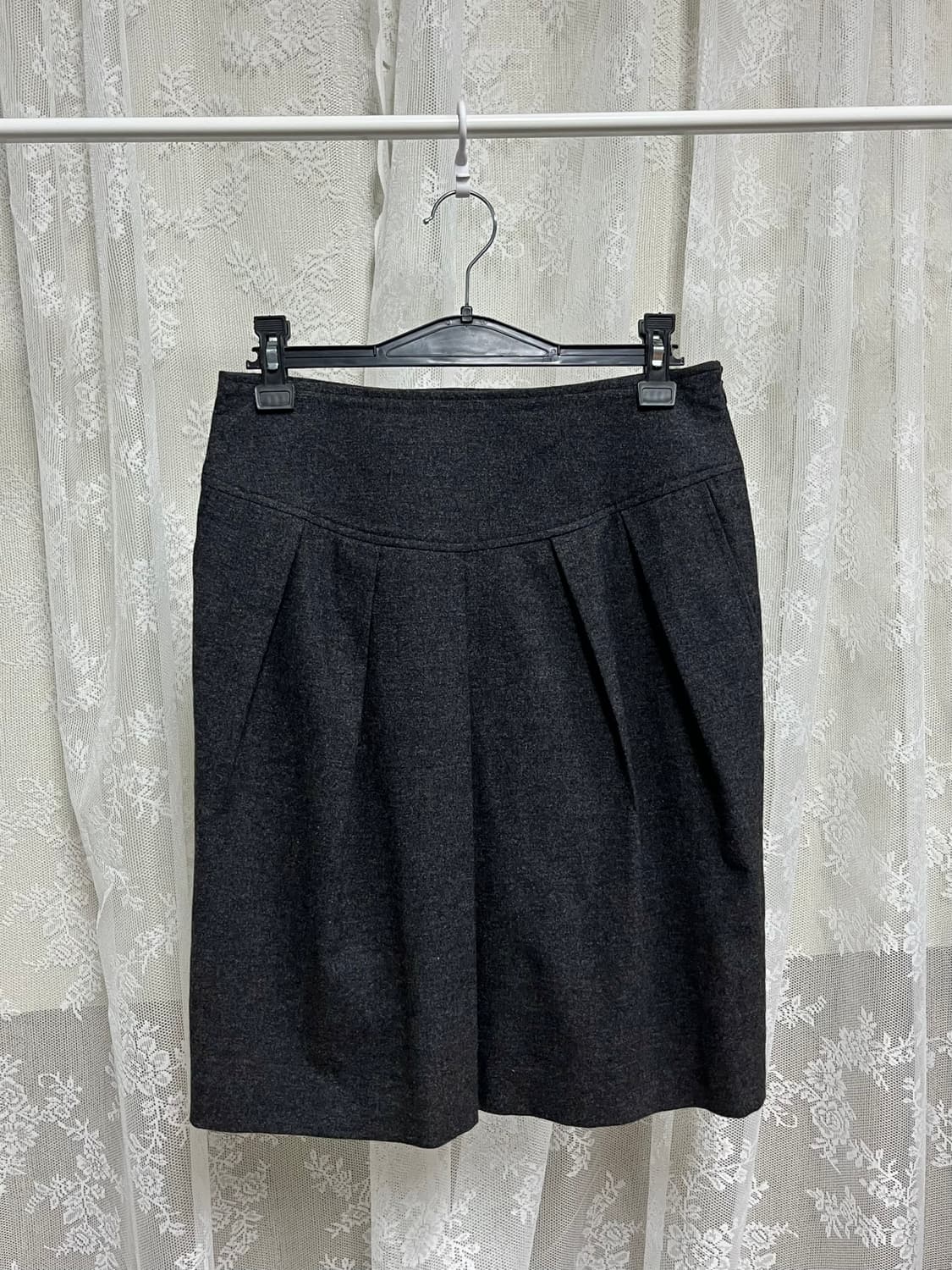 36) 막스마라 울 핀턱 스커트 차콜 상품이미지3