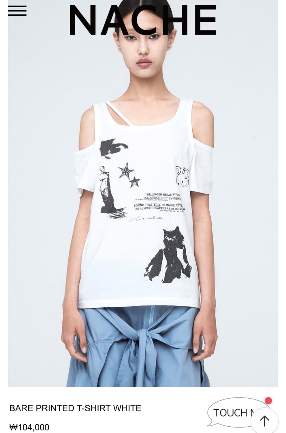 나체 BARE PRINTED T-SHIRT WHITE 상품이미지1