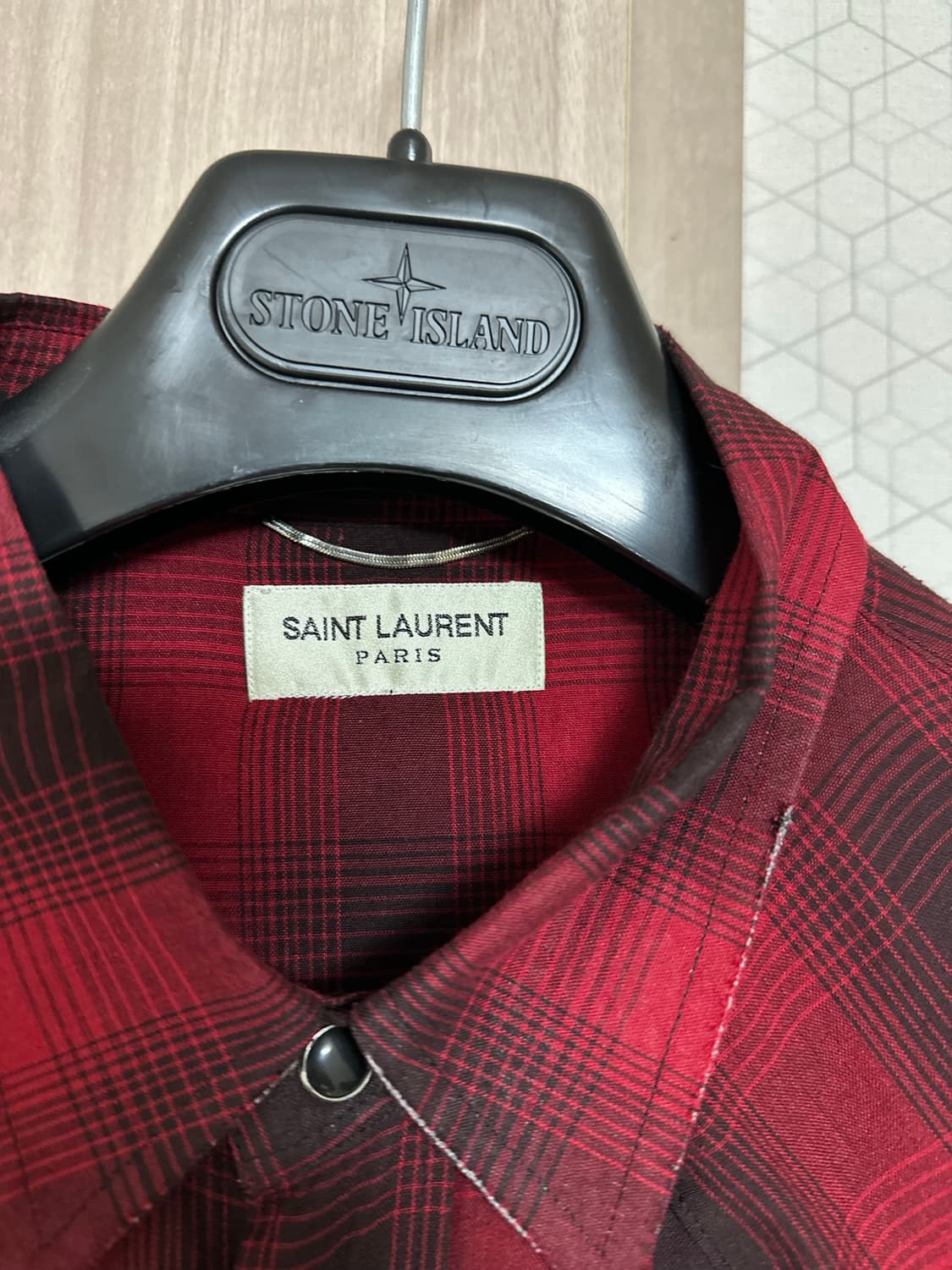 생로랑 밑단디스 체크셔츠 L 상품이미지3