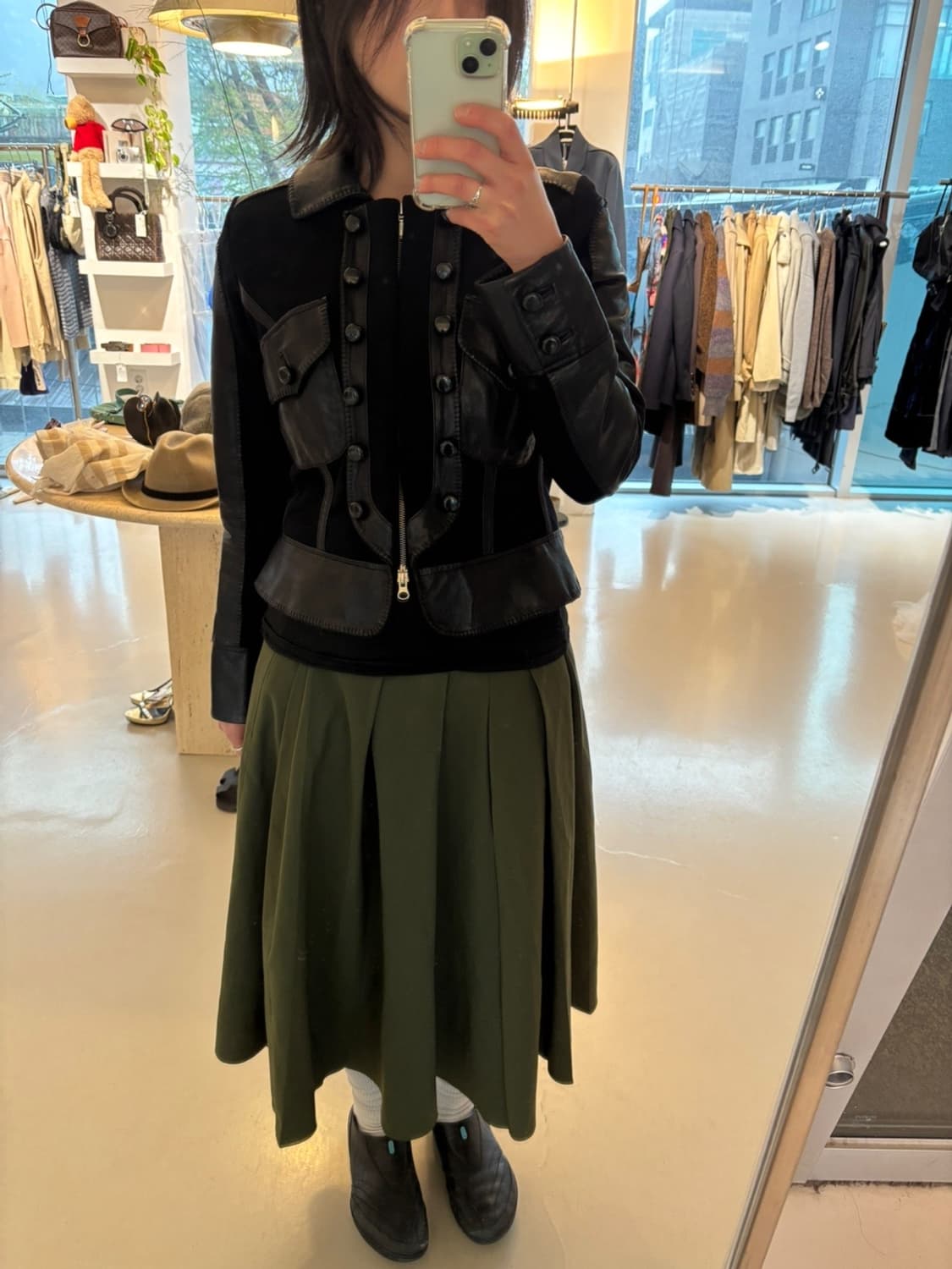 Vintage Leather Panel Jacket 상품이미지2