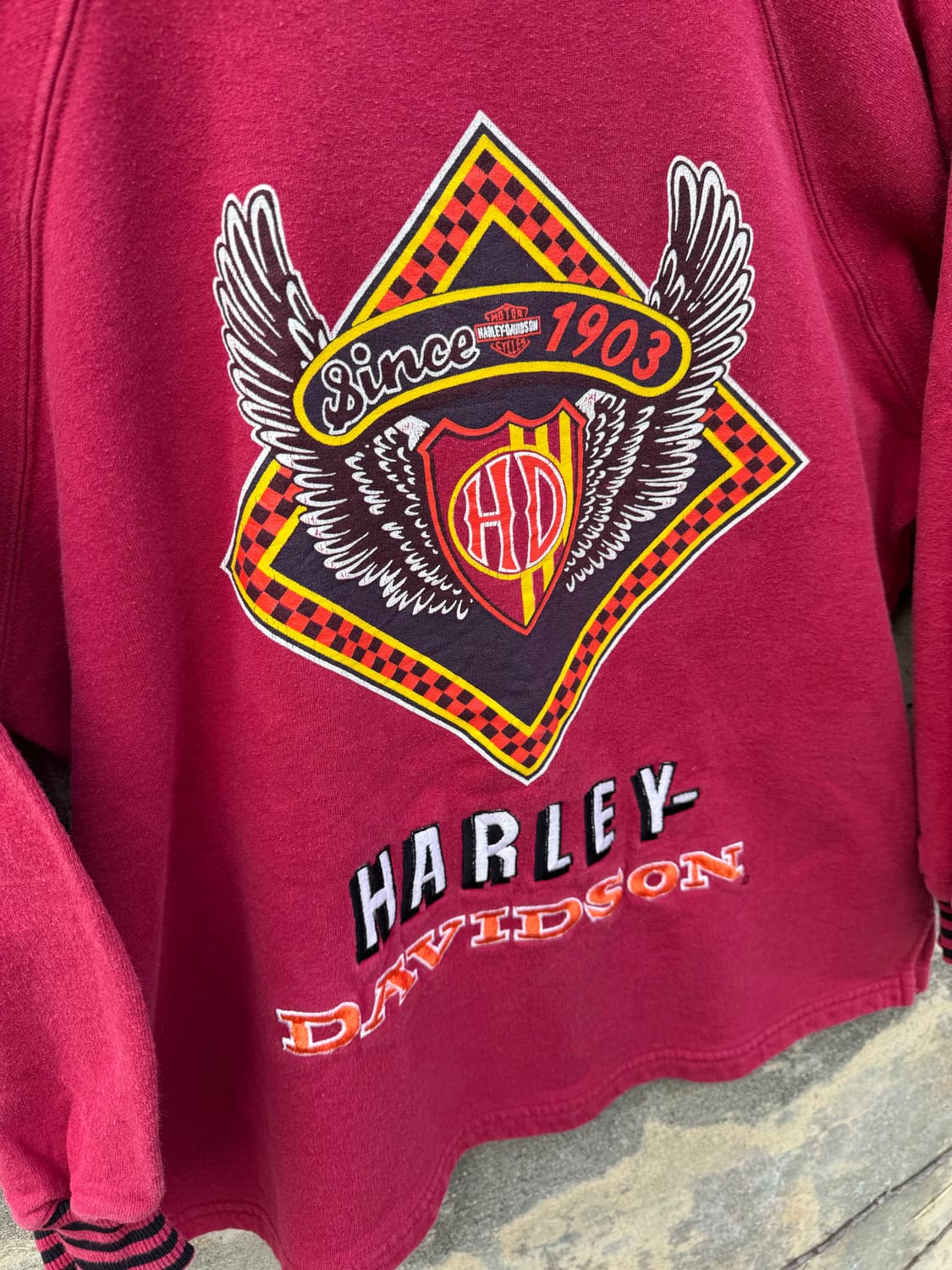 할리데이비슨 빈티지 레어패턴 자수 롱슬리브 스웻셔츠 맨투맨 L 상품이미지5