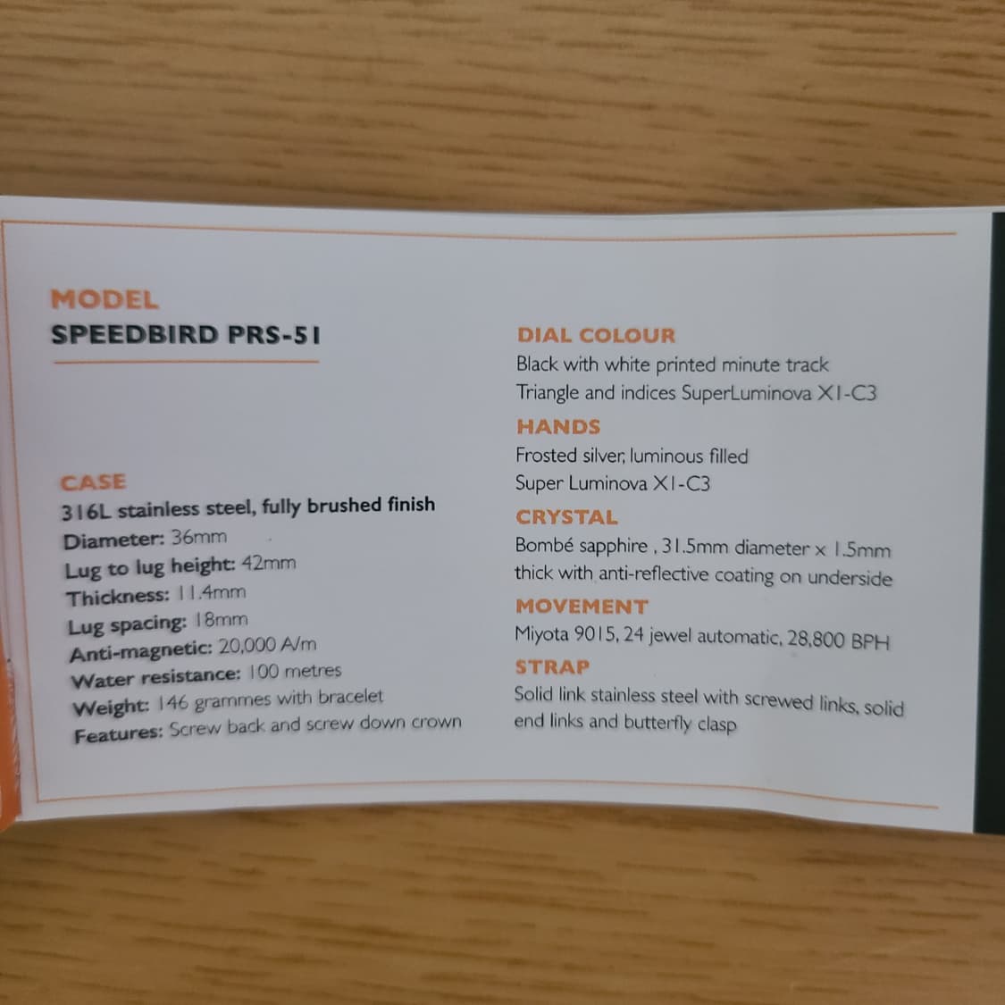 타임팩터 베이비스피드버드 PRS-51 36mm 오토메틱시계 상품이미지9