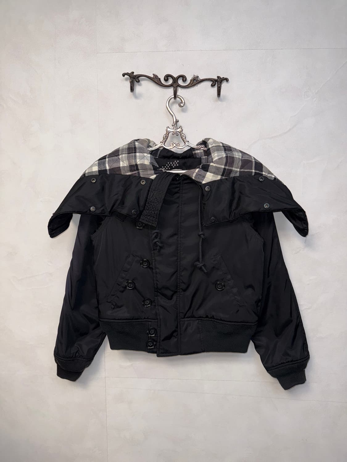 DIESEL black check hood flight bomber 상품이미지2
