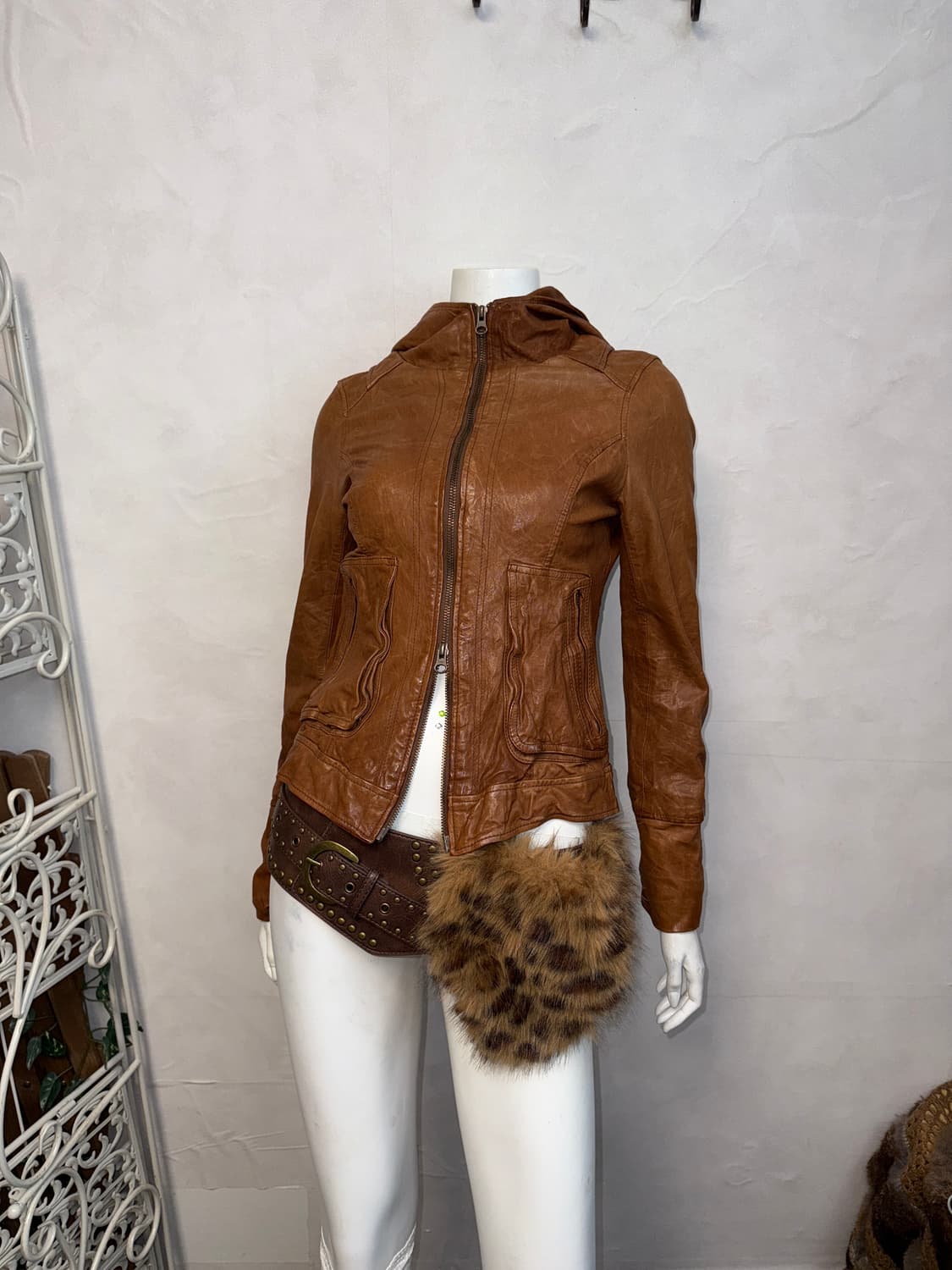 Camel brown lamb skin two ways hood jk 상품이미지4