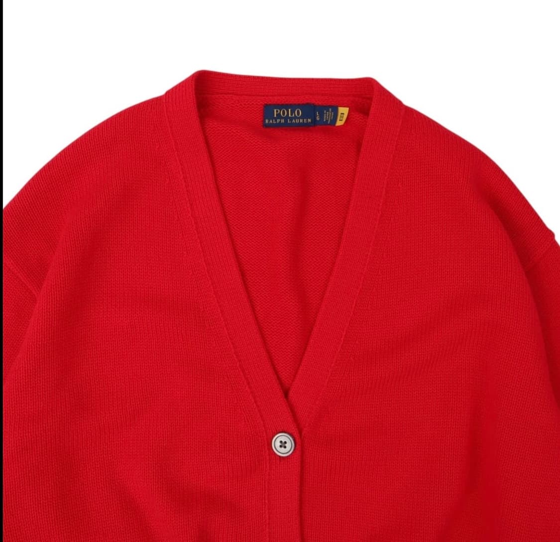 폴로 랄프로렌 신형 QR 니트 가디건 레드 상품이미지2