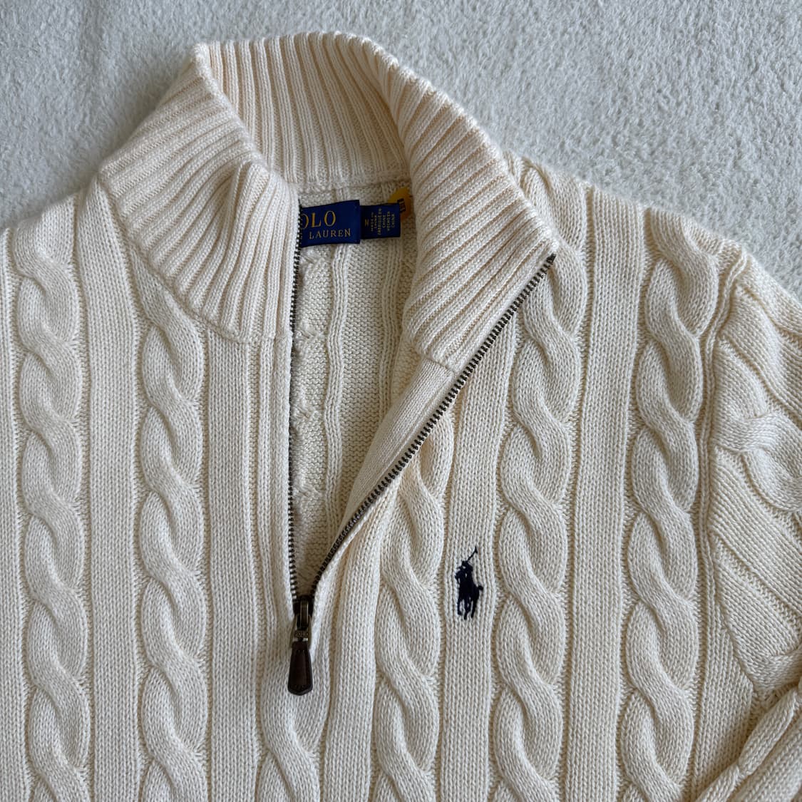 폴로랄프로렌 꽈배기 하프집업 니트 아이보리 상품이미지3