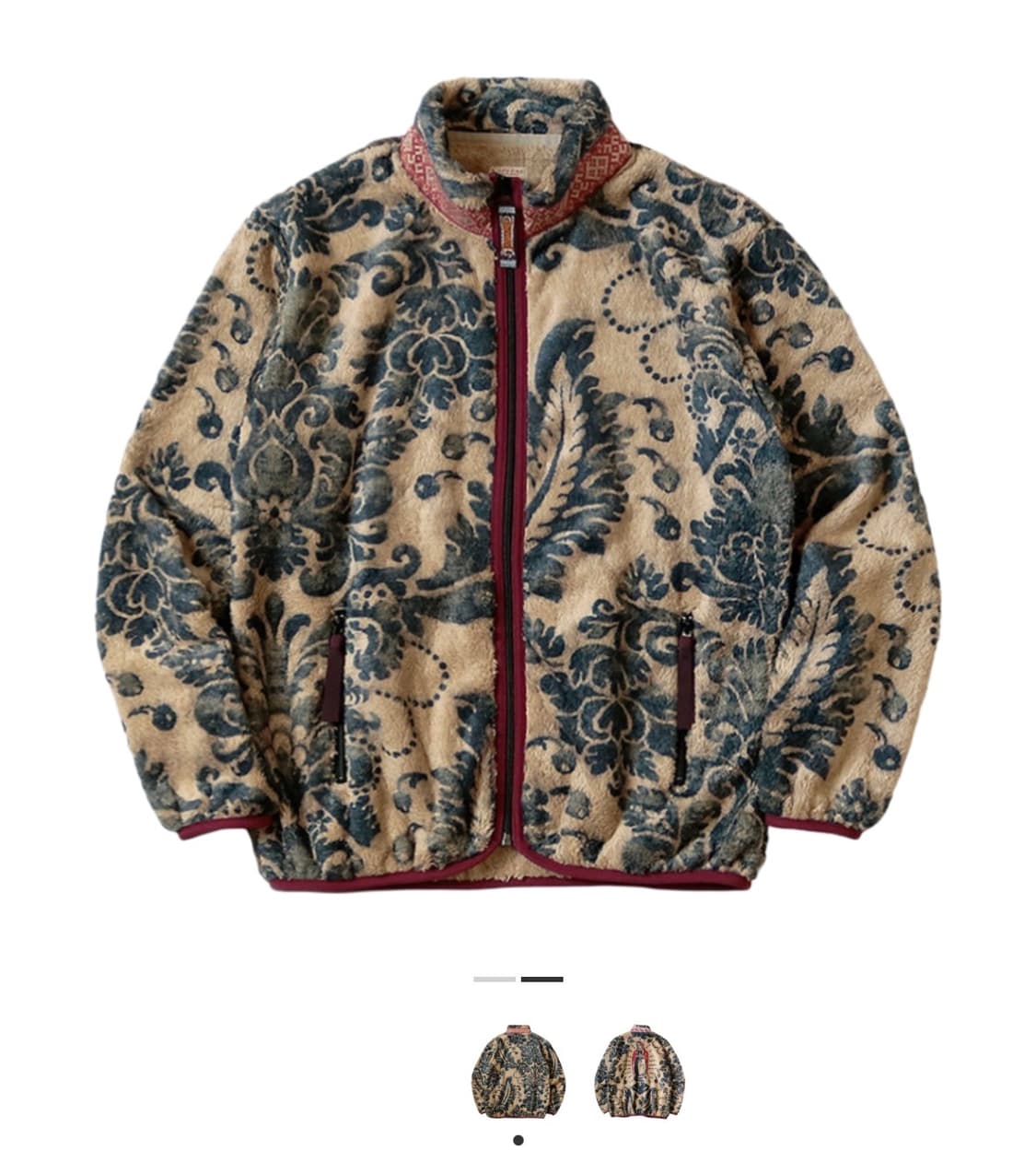 [5] 캐피탈 다마스크 패턴 플리스 집 블루존 베이지 후리스 상품이미지1