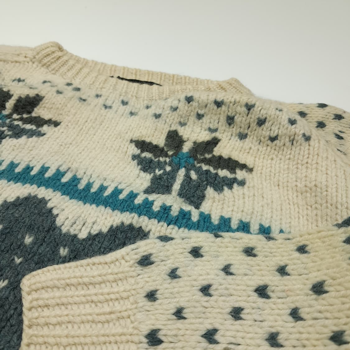 CL209 XL 인데지타 페루 핸드니트 울 노르딕 크림 니트 스웨터 상품이미지4